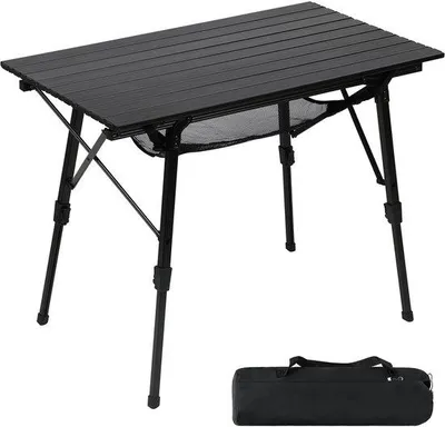Produktbild von Unyqoos® Klapp-Campingtisch kompakt & leicht – Aluminium, höhenverstellbar 45–69,9 cm, 89,9×53 cm, für 4 Personen, Tragkraft 60 kg, inkl. Tragetasche