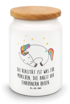 Produktbild von Mr. & Mrs. Panda Dose Einhorn Nacht - Weiß - Geschenk, müslidose, Einhörner, Unicorn, behälter, Träume, Freundin, Traum, Teedose, Kaffeedose, Keksdose