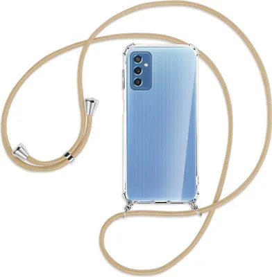 Produktbild von Handykette Backcover-Schutzhülle mit Band (Metall silberfarben) für Samsung Galaxy M52 5G (M526) - caramel
