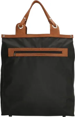 Image de Sac à provisions avec poignée en cuir noir