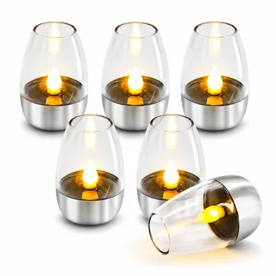 Produktbild von 6er Set Solarkerzen LED Teelichter Außen IP65 Wasserdicht Flackernde Dekoration für Garten Terrasse Hochzeit
