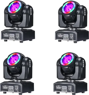 Obrázok produktu pre Mini pohyblivá hlava LED svetla, 60W RGBW, 540° otáčanie, 180° naklápanie, 4 svetlá 60W BEAM, zástrčka EÚ