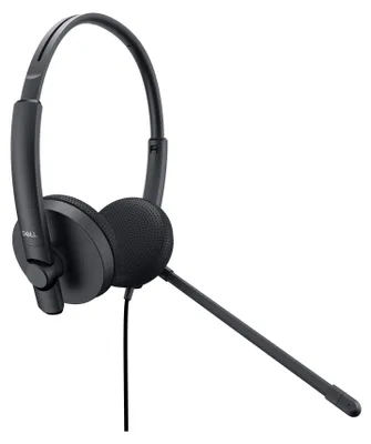 Produktbild von DELL Stereoheadset – WH1022, Kabelgebunden, Büro/Callcenter, 20 - 20000 Hz, 120 g, Kopfhörer, Schwarz