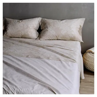 Produktbild von Bettwäsche-Set für Doppelbett aus 100% Baumwolle, 240 x 280 cm, Spannbettlaken für Doppelbett, Matratzenschoner 180 x 200 cm, für Matratzen mit einer Höhe von 25 cm, 2 Kissenbezüge 50 x 80