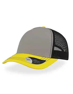 Produktbild von Atlantis RCAN | Rapper Canvas Cap, 5-Panel-Mesh-Cap - Farbe: Grey/Bright Yellow/Black - Größe: One Size