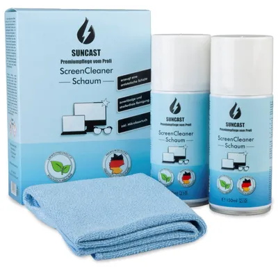 Produktbild von SUNCAST Display Reiniger Set 2x150ml Bildschirmreiniger Schaum inkl. Mikrofasertuch
