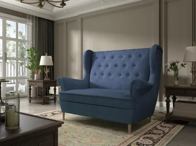 Produktbild von BRYN Zweisitzer Sofa, blau, mit Knopfheftung, 150 cm breit, 103 cm hoch, 90 cm tief