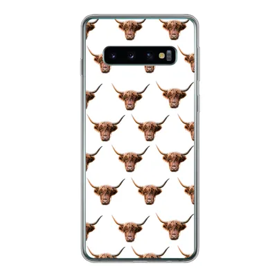 Produktbild von MuchoWow® Handyhülle Schutzhülle Hülle für Samsung Galaxy S10 Schottischer Highlander - Kuh - Muster Silikon Softcase Handy Hülle - Handytasche