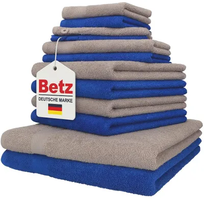 Produktbild von Betz 12er Handtuch-Set PALERMO 100% Baumwolle  Farbe: blau und stone