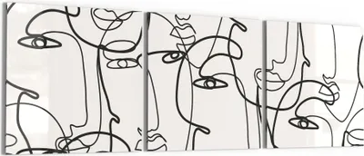 Produktbild von DEQORI Glasbild Echtglas 3x50x50 cm 'Linien formen Gesichter' Wandbilder XXL groß