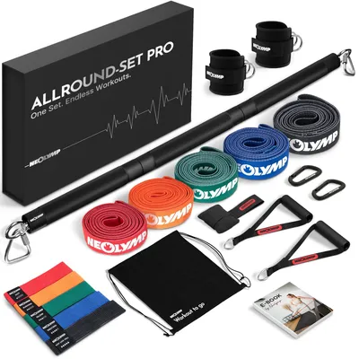 Produktbild von Fitnessbänder Allroundset – Stoff-Widerstandsbänder inkl. Zubehör & 1000+ Übungen