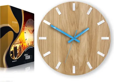 Produktbild von ModernClock,Eichenholz Uhr, wanduhr holz, wanduhr, Simple 33cm