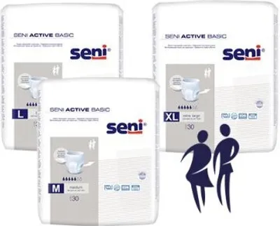 Produktbild von Inkontinenzslip Seni Active Basic Large Taillenumfang 100 bis 135 cm (1 Karton: 3 x 30 Stück)>>>>