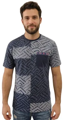 Zdjęcie produktu dla Koszulka Desigual z patchworku, kolor indygo, uniseks, rozmiar S