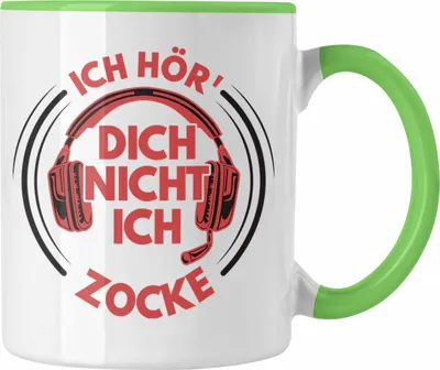 Produktbild von Trendation - Zocker Tasse Geschenk Ich Höre Dich Nicht Ich Zocke Gamer Geschenkidee Lustiger Spruch Gaming (Grün)