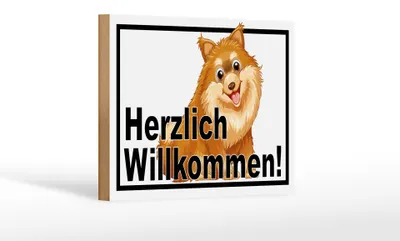 Produktbild von Holzschild Spruch 18x12cm Herzlich Willkommen Hund