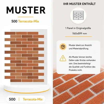 AMK Muster-Paneel 500 Terracota Mix Schwarz – Marmorgranulat-Oberfläche in Originalgröße