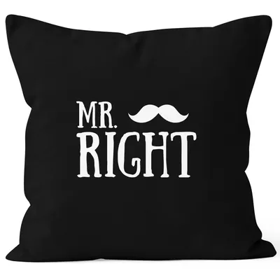 Produktbild von Kissenbezug Mr Right Kissen-Hülle Deko-Kissen 40x40 Baumwolle MoonWorks® schwarz unisize