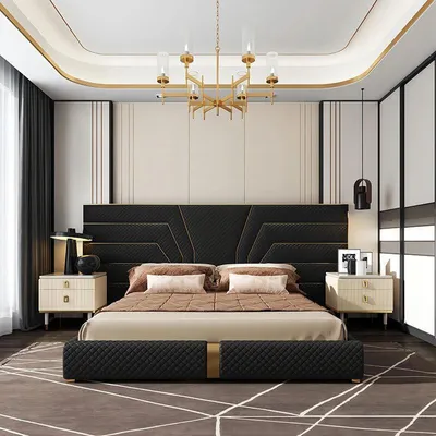 Obrázek produktu pro Designer Bett Betten Polsterbett Metall Gold 180x200 Ehebett Doppelbett