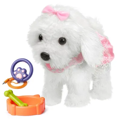 Immagine prodotto di Cane giocattolo elettronico - Peluche interattivo - Cammina, abbaia e scodinzola - Con telecomando - Per bambini dai 3 anni