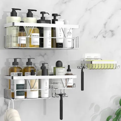 Produktbild von Duschablage ohne bohren, Badezimmer Organizer, Edelstahl, 20KG belastbarer Kleber