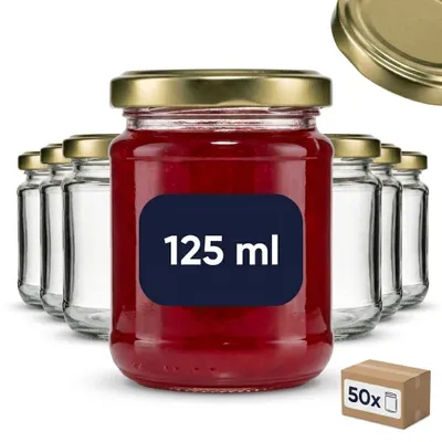 Produktbild von Set von 50 Glas Einmachgläsern 125ml mit Schraubdeckel