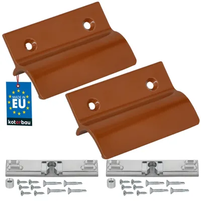 Obrázek produktu pro KOTARBAU® Sada 2 kusů: madlo pro balkonové dveře (vnější), západka pro balkonové dveře, madlo pro terasové dveře se západkou, madlo pro okna, montáž šrouby, hliník, barva cihlová