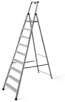 Immagine prodotto di Scala in alluminio con gradini e pedana antiscivolo normativa EN131 sicurezza e comodità di salita - 9 gradini 62x166xH286 cm