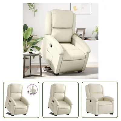 Image de The Living Store Fauteuil relax avec releveur Crème Similicuir