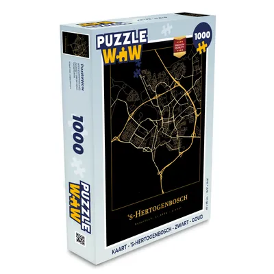 Obrázek produktu pro MuchoWow MuchoWow® Puzzle 1000 ks Karta - 's-Hertogenbosch - černá - zlatá