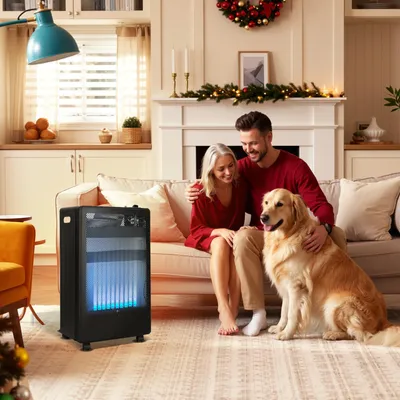 Image de Ikodm, radiateur à gaz pliable de 3,8 kW, avec allumage piézoélectrique, protection contre le basculement et dispositif de sécurité anti-flamme