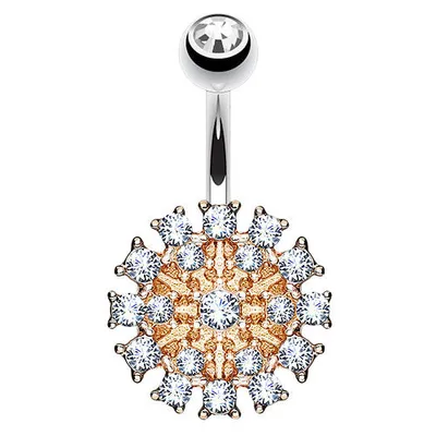 Produktbild von Taffstyle Bauchnabelpiercing Bauchnabelpiercing Banane Tribal Stecker Kristall Schild, Rosegold