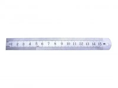 Produktbild von Präzisionslineal 15 cm – Edelstahl, 1/2 mm & mm-Skalierung, sterilisierbar, rostfrei