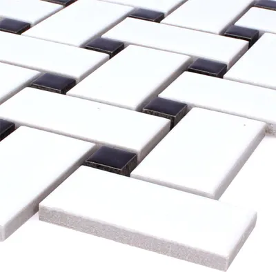 Produktbild von Mosaikfliesen Keramik Sevilla Weiss Schwarz
