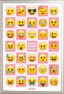 Immagine prodotto di Emoji - Poster - What's Your Emoji + cornice rimovibile, Shinsuke® Maxi alluminio argento, vetro acrilico