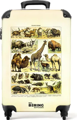Produktbild von NoBoringSuitcases.com® Koffer Handgepäck Trolley Rollkoffer Kleine Reisekoffer mit 4 Rollen - Tiere - Illustration - Vintage - Natur - Millot - Cabin Size < 55x40x23 cm & 55x40x20 cm - Fotokoffer - Kabinenkoffer - BoardgepäckHandgepäck Koffer 55x35x20 cm, 36L,