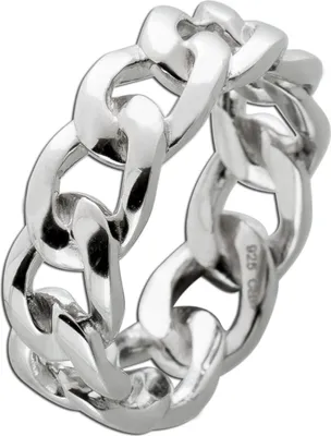 Produktbild von Damenring Silber 925 rhodiniert Panzerkettendesign 18