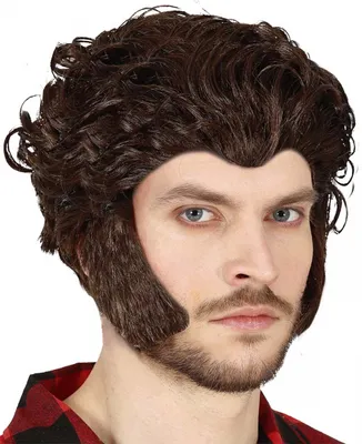 Produktbild von Braune Werwolf Perücke mit Koteletten für Halloween
