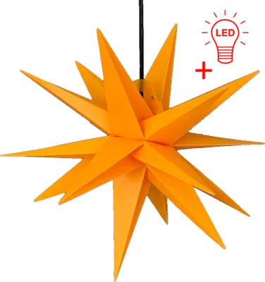 Produktbild von LED Weihnachtsstern 3D GELB 65 cm INKL. LED-LEUCHTMITTEL (auswechselbar) Faltstern Außenstern Adventsstern wetterfest für außen und innen 4m Kabel