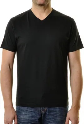Produktbild von RAGMAN Herren T-Shirt Doppelpack LONG&TALL V-Neck Schwarz XLT