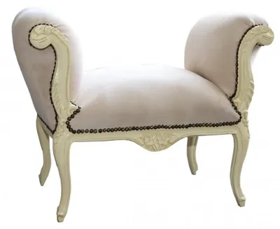 Produktbild von Casa Padrino Barock Schemel Hocker Creme / Creme - Sitzbank