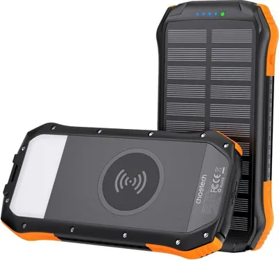 Immagine prodotto di Banca di energia solare con ricarica induttiva 20000mAh PD 20W / QC 18W /10W arancione