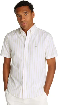 Produktbild von Tommy Hilfiger Herren Hemd Flex Poplin Kurzarm, Mehrfarbig (Citronella/Optic Whi