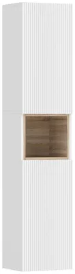 Produktbild von Badezimmerschrank, freistehend mit 2 Türen und offenem Regal, Weiß
