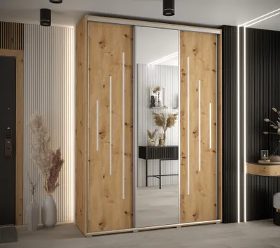 Produktbild von Kleiderschrank ASIRI 13 - 180/45 cm, Artisan-Eiche / Silber