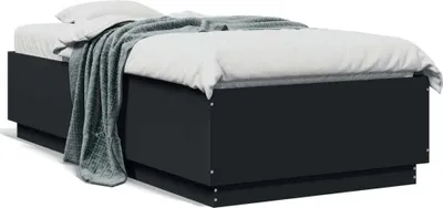 Image de Maison Exclusive - Cadre de lit avec LED sans matelas noir 90x190 cm