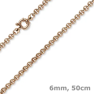 Produktbild von 6mm Collier Erbskette aus 585 Gold Rotgold Halsschmuck Halskette Goldkette, 50cm