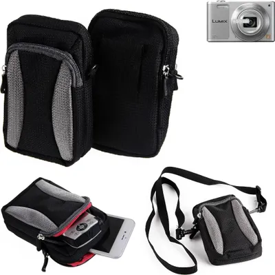 Produktbild von K-S-Trade Fototasche kompatibel mit Panasonic Lumix DMC-SZ10 Gürtel-Tasche Holster Umhänge Tasche Kameratasche, schwarz-grau Brust-Beutel
