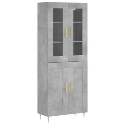 Obrázok produktu pre Vysoká skrinka betónová sivá 69,5x34x180 cm spracované drevo