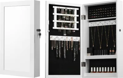 Produktbild von SONGMICS Schmuckschrank Spiegelschrank abschließbarer Wandschrank, weiß